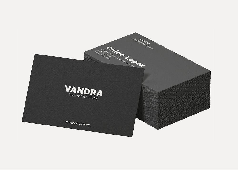 Business card mockup, black 3D design psd