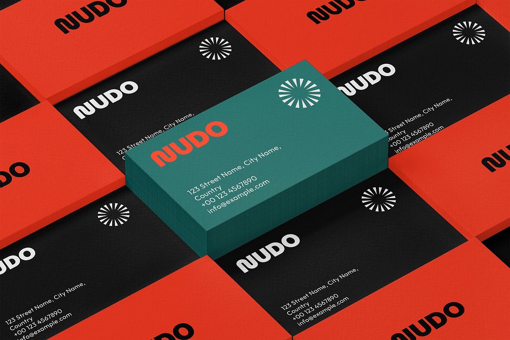 Business card mockup, colorful 3D design psd