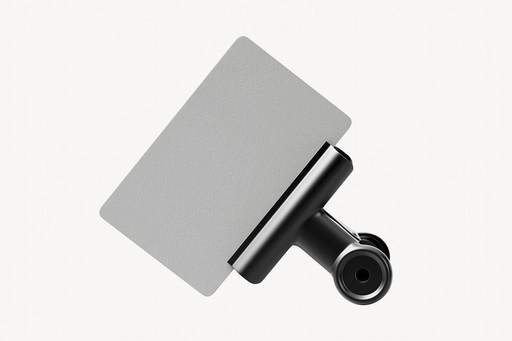 Business card with clip, gray 3D design