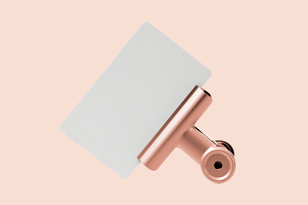 Business card with clip, rose gold 3D design