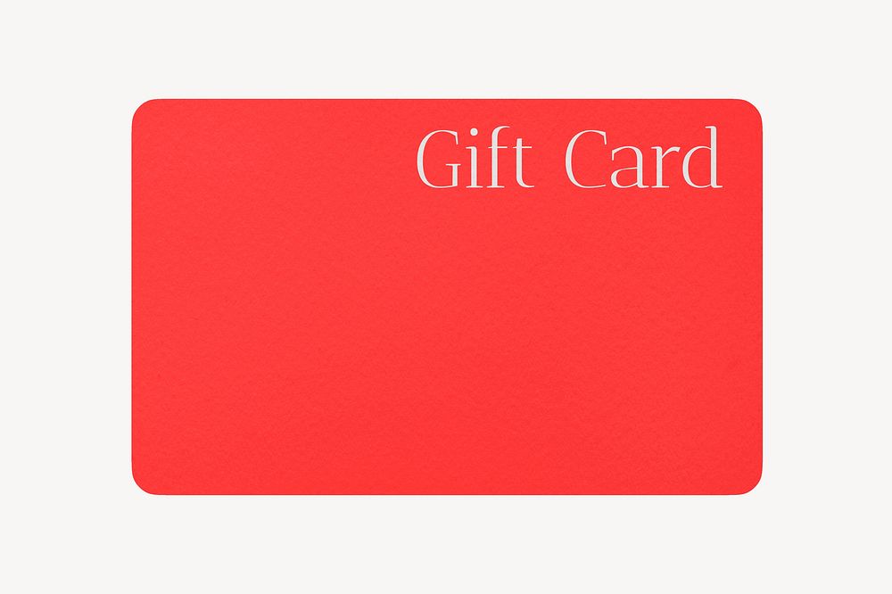 Gift card mockup, red 3D rendering design