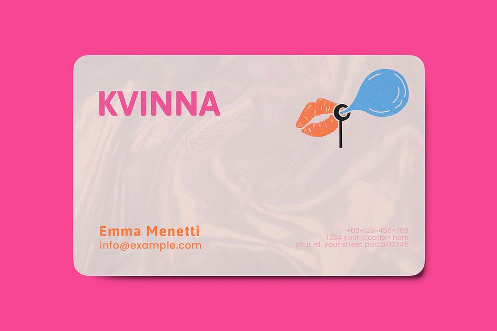 Name card mockup, pink 3D rendering design psd