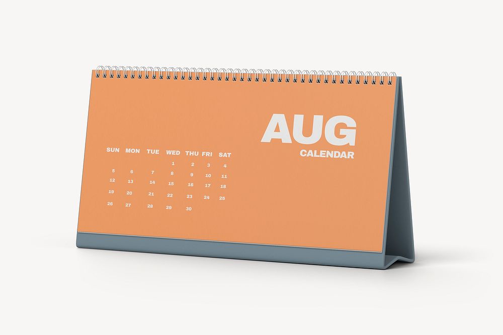 Desk calendar mockup, orange 3D rendering design psd