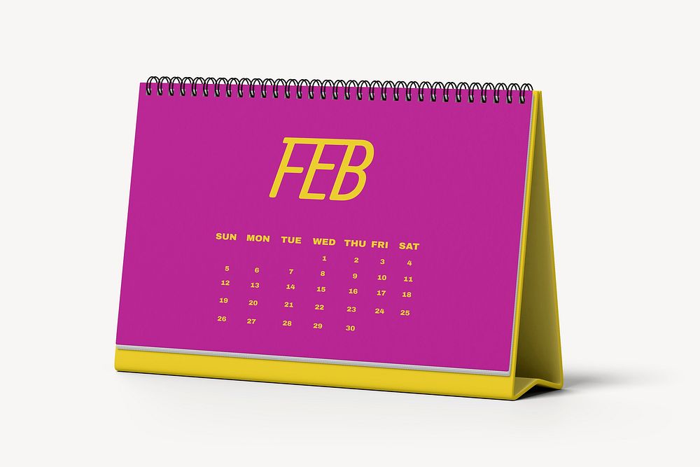 Desktop calendar mockup, colorful 3D design psd