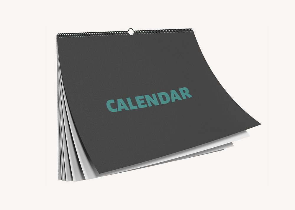 Hanging calendar mockup, gray 3D design psd