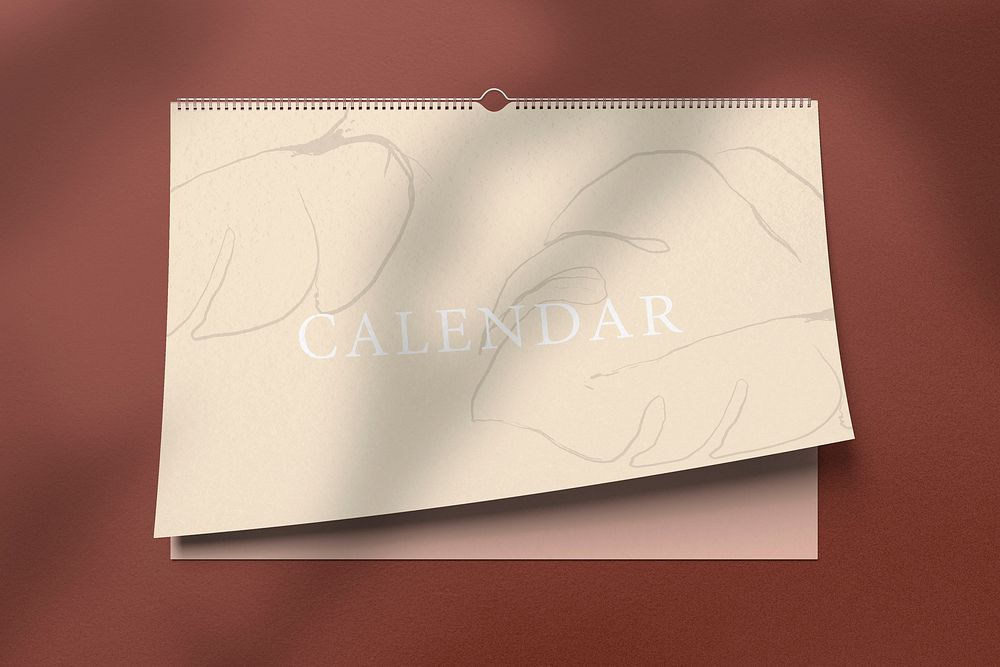 Wall calendar mockup, aesthetic 3D rendering design