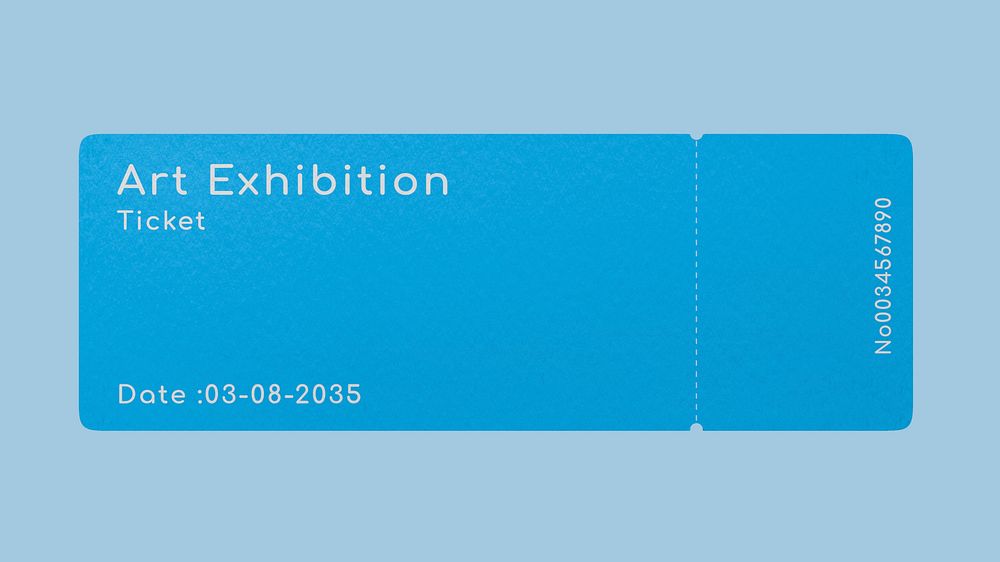 Exhibition ticket mockup, blue 3D rendering design psd