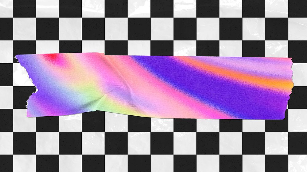 Washi tape mockup, colorful holographic design psd