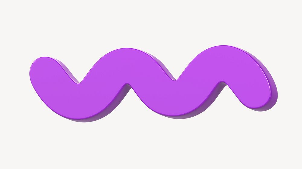 Purple squiggle collage element, 3D rendering psd