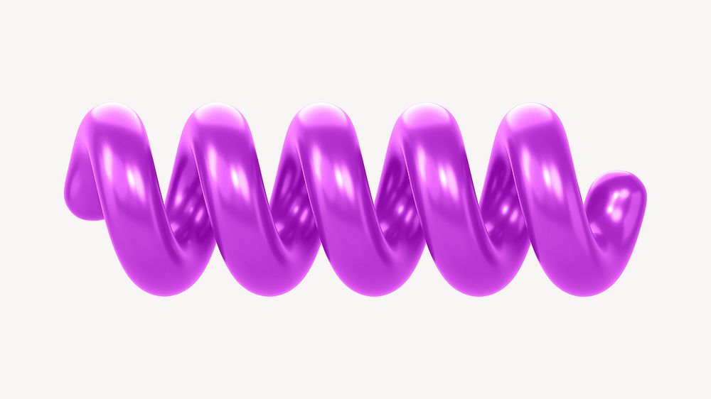 Purple curl collage element, 3D rendering psd