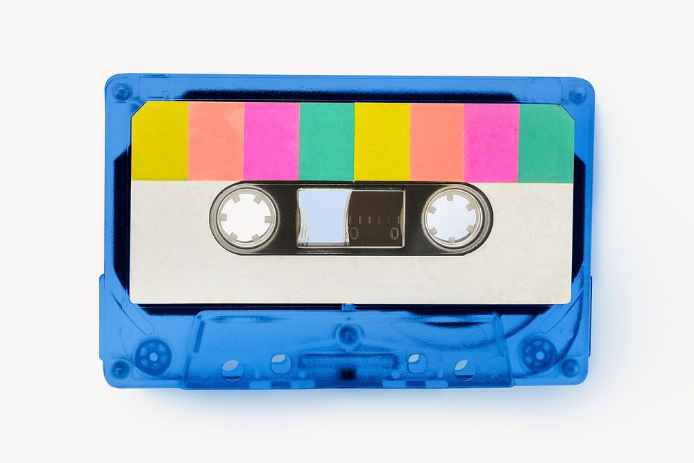 Colorful cassette tape, retro funky design