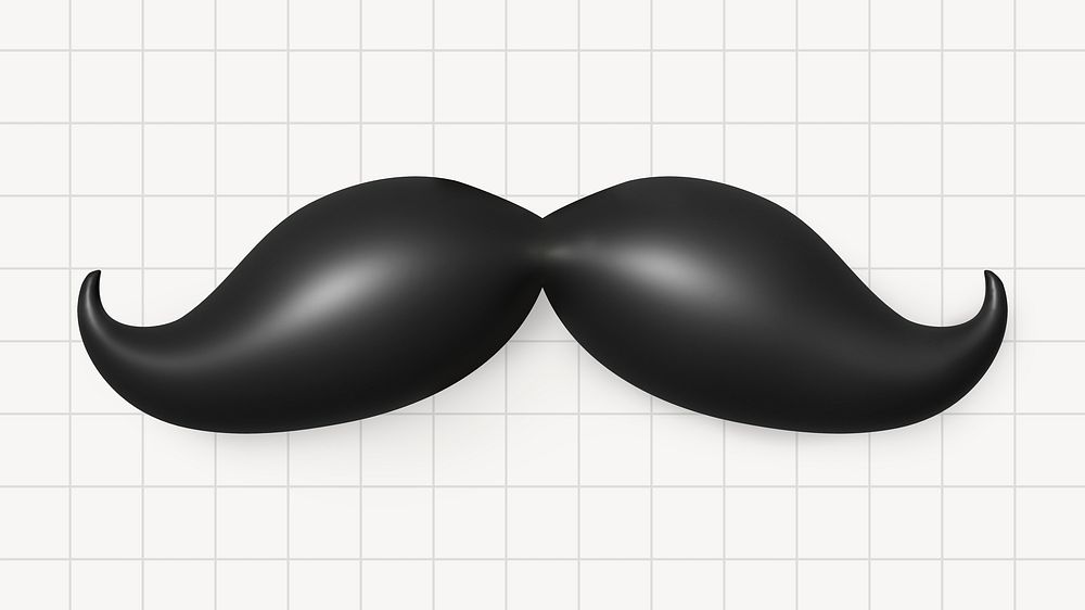 Mustache  collage element, 3D rendering psd