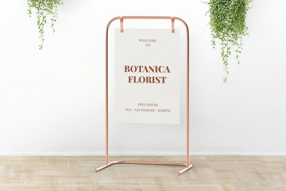 3D poster stand sign mockup psd