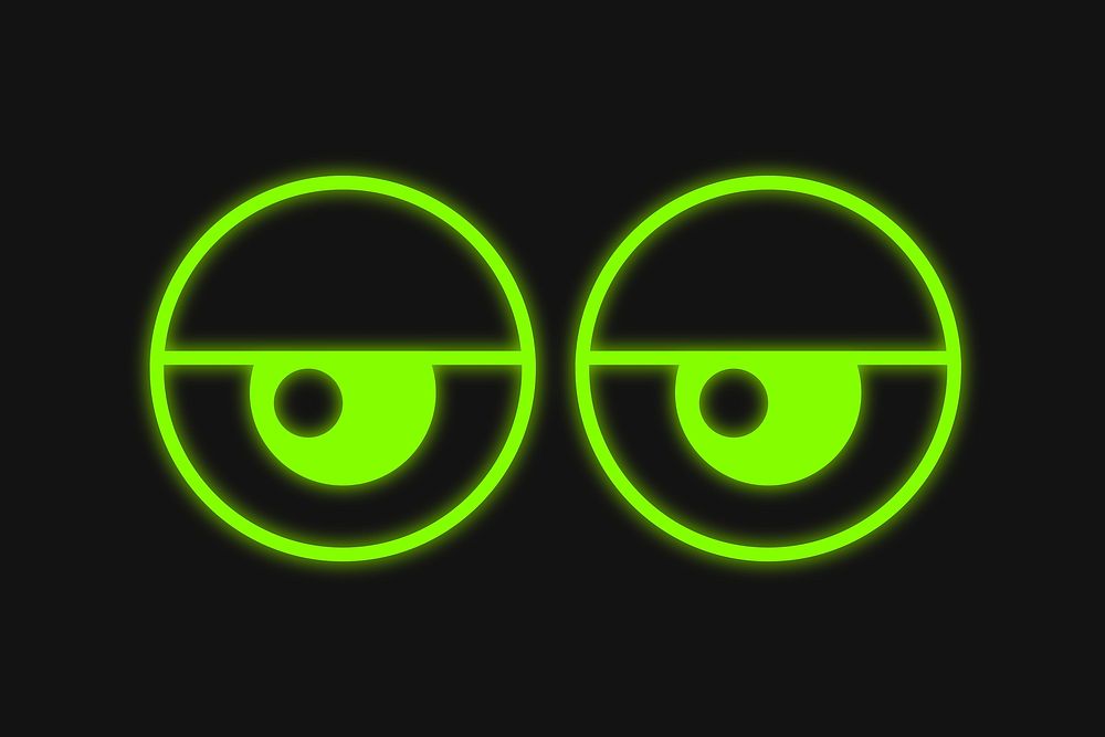 Neon tired eyes, cartoon graphic vector