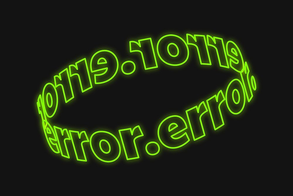 Error typography, green neon design vector