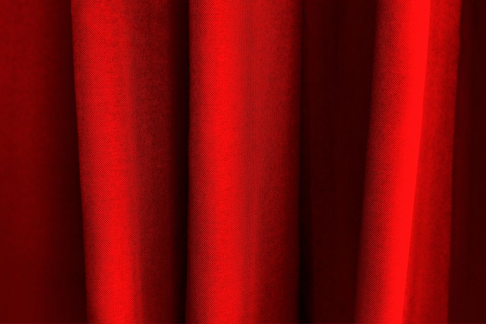 Red curtain background, fabric texture 