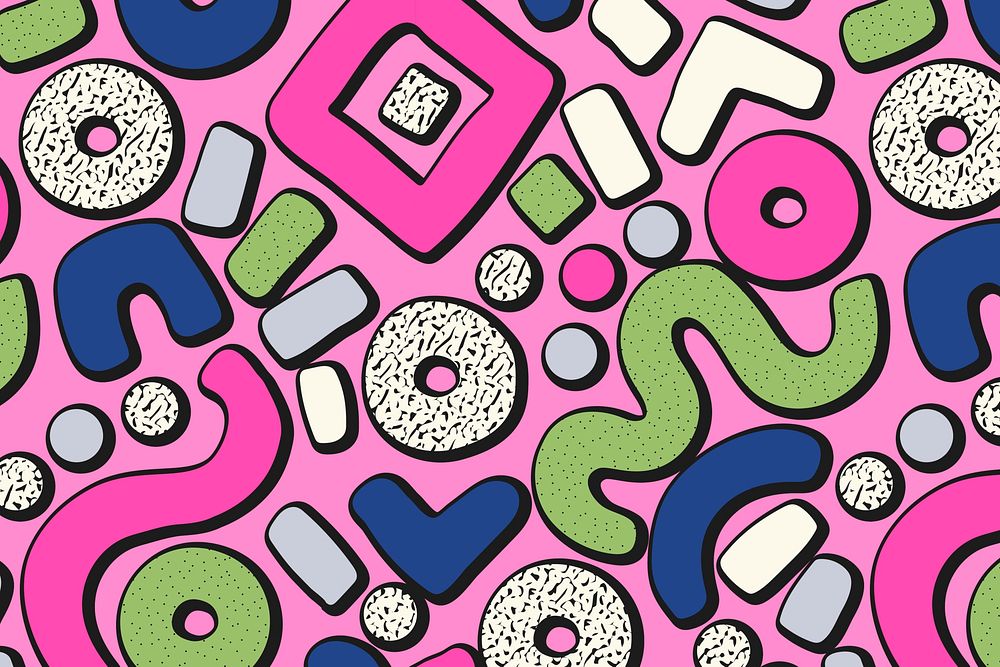Pink geometric pattern background, 90s design
