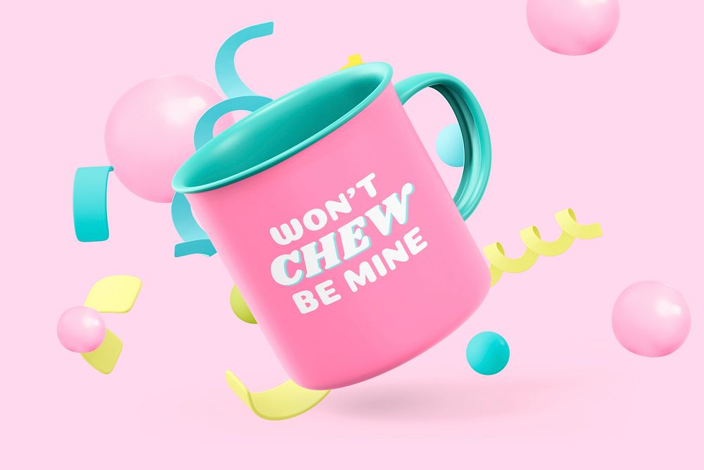 Coffee mug, pink aesthetic design