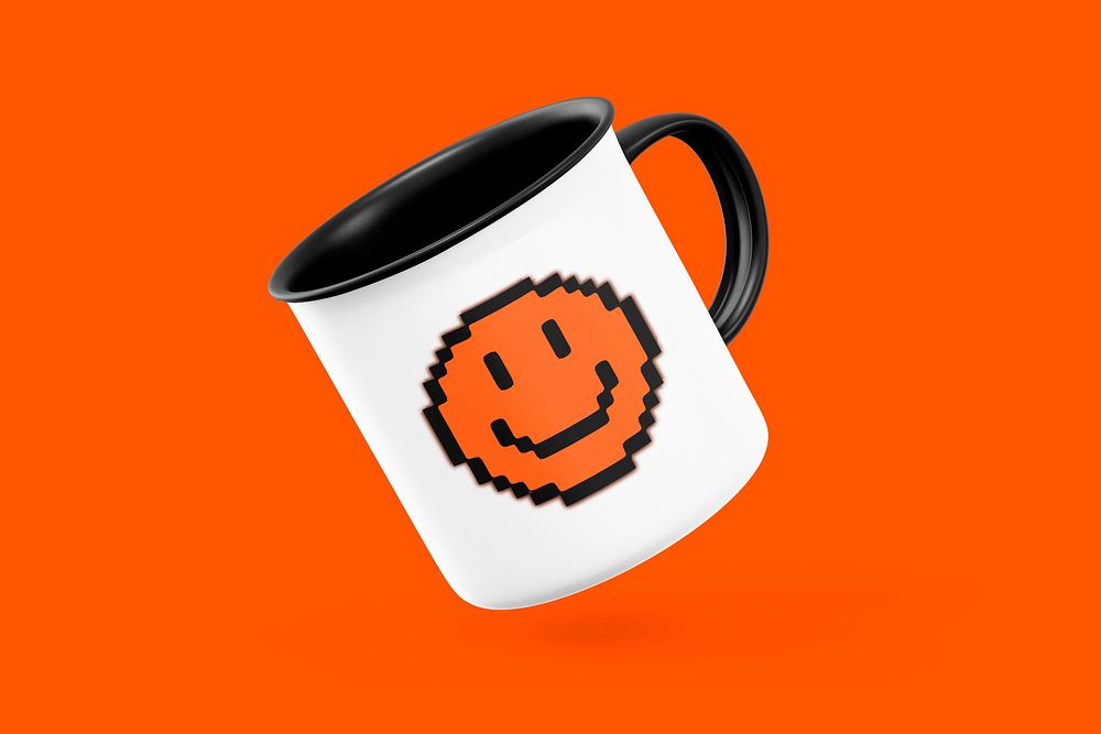 Coffee mug mockup, colorful product design psd