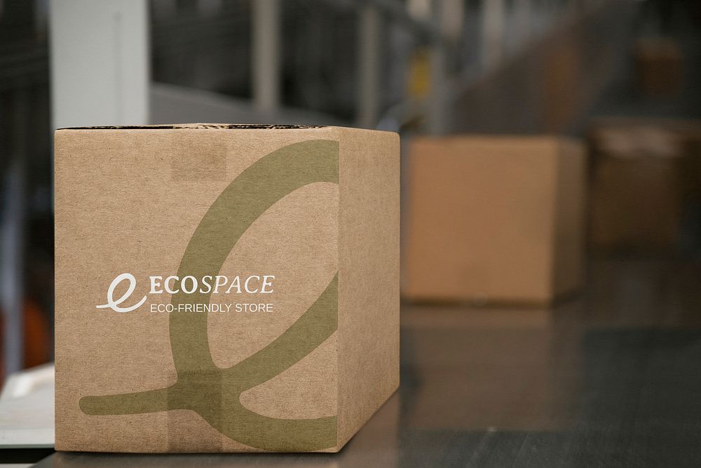 Shipping box mockup, editable design psd