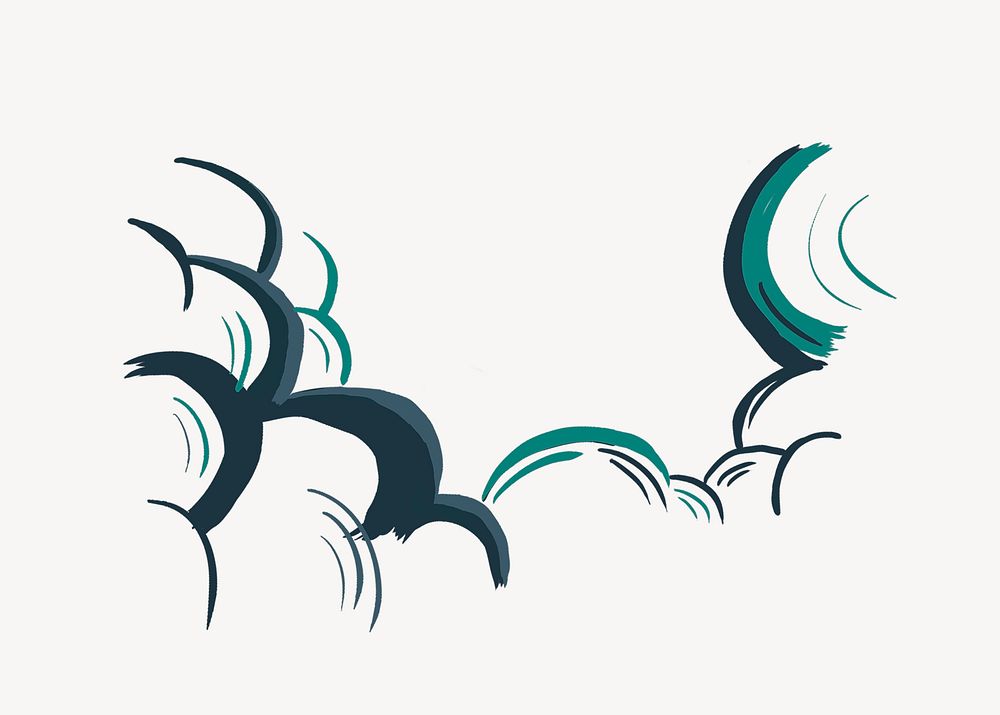 Japanese oriental cloud, green illustration psd