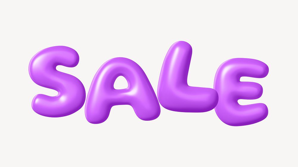 Sale 3D word, purple balloon texture