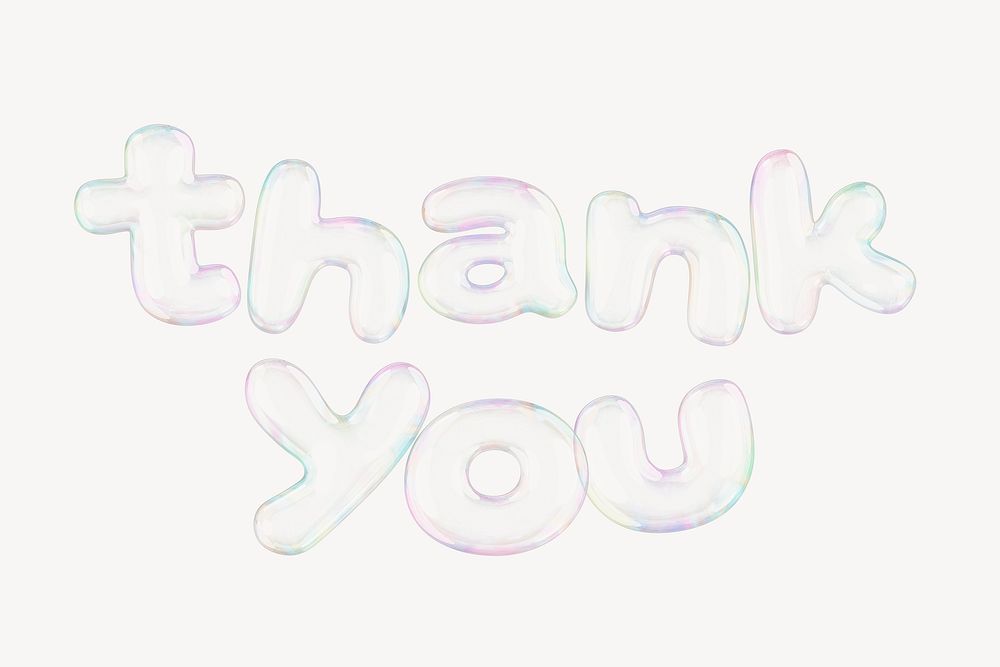 Thank you 3D word, transparent balloon design