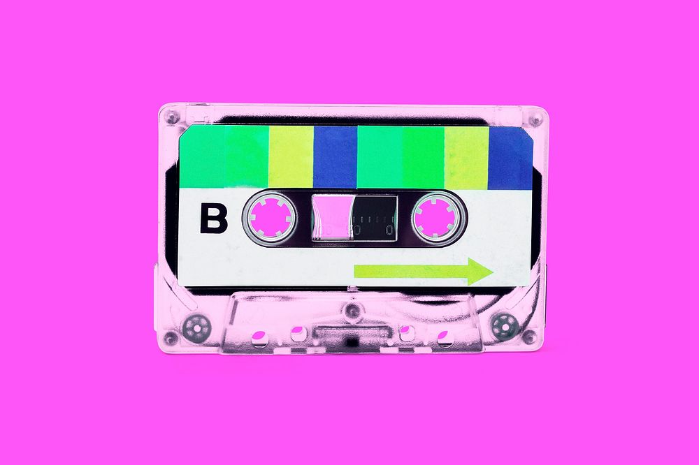Retro cassette tape collage element psd