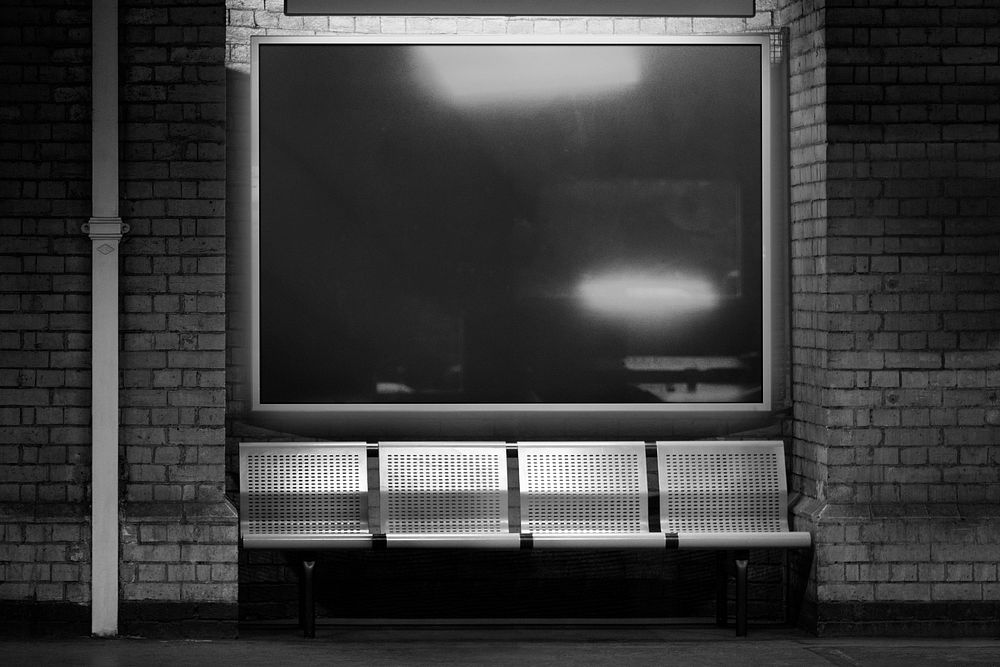 Billboard in subway, black and white design 