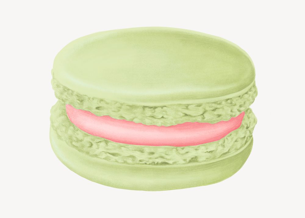 Green matcha macaroon, cute dessert illustration