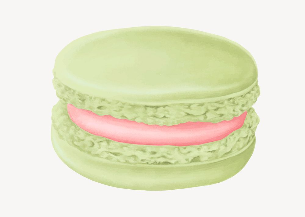 Green matcha macaroon, cute dessert illustration vector