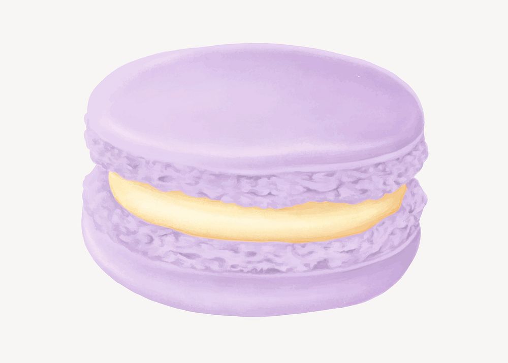 Purple macaroon, cute dessert illustration vector