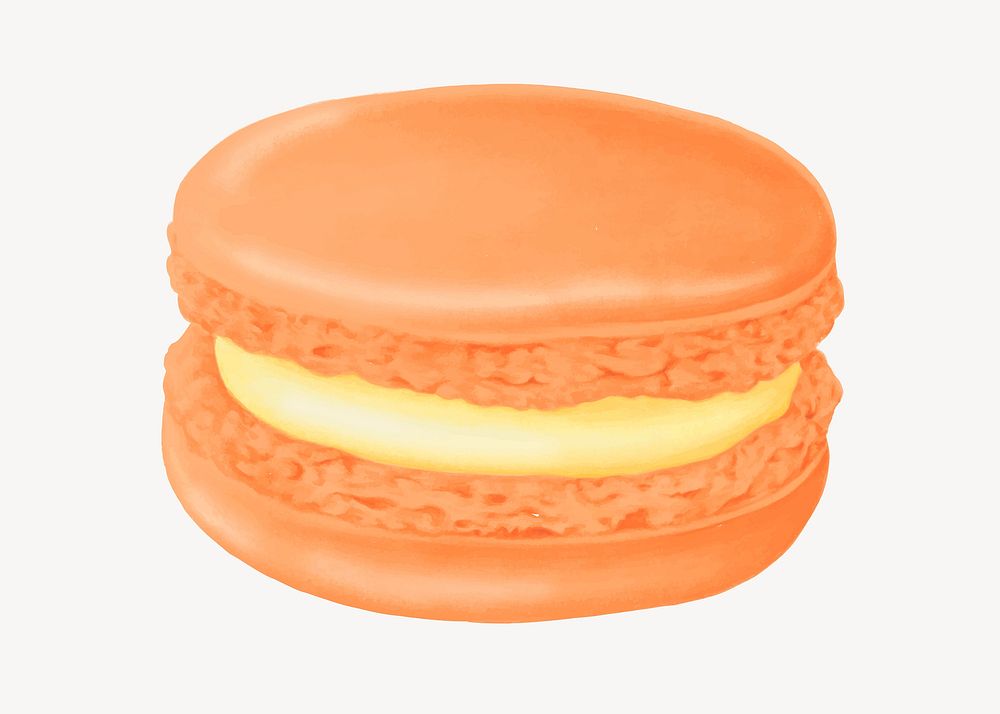 Orange macaroon, cute dessert illustration vector