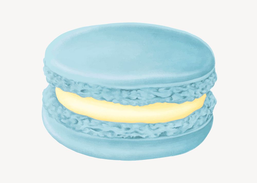 Blue vanilla macaroon, cute dessert illustration vector