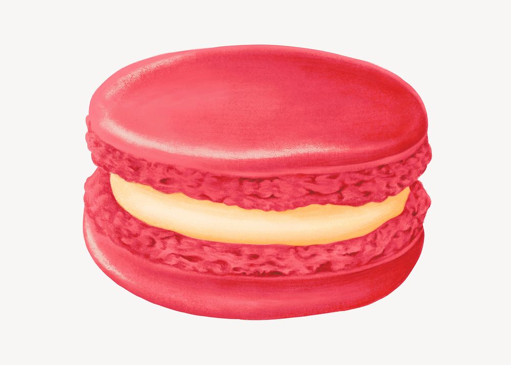 Red velvet macaroon, cute dessert illustration psd