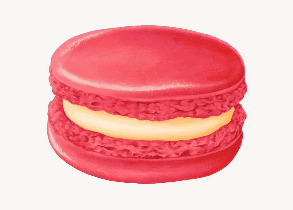 Red velvet macaroon, cute dessert illustration vector