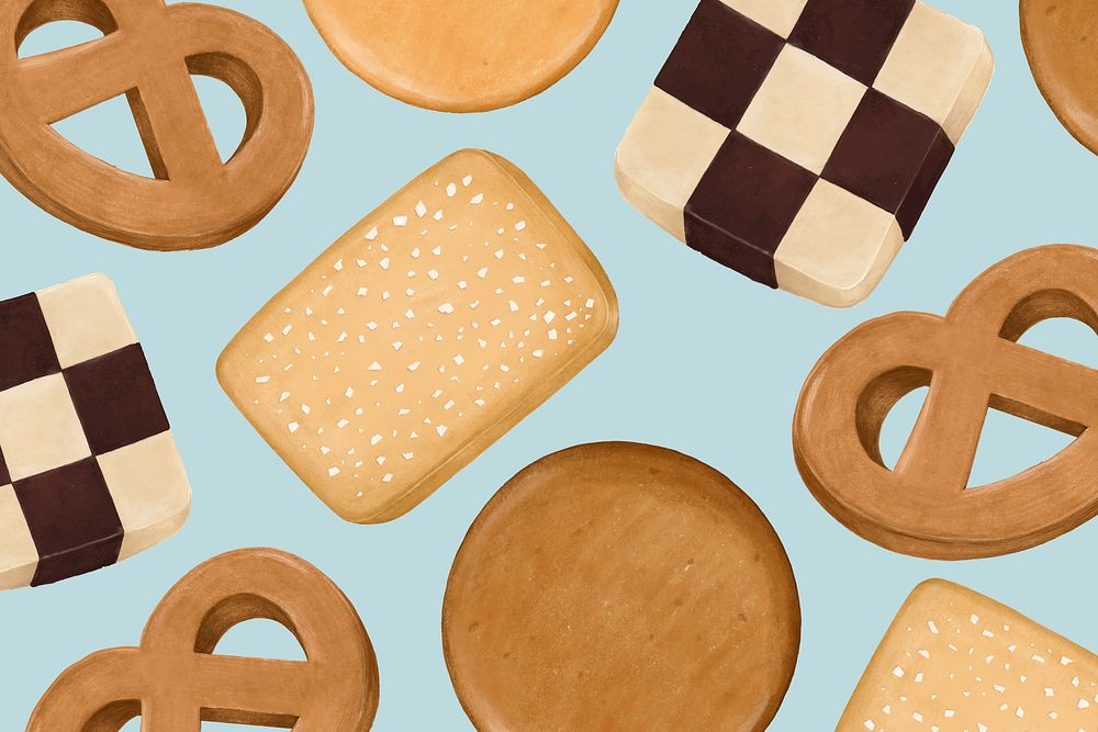 Cute biscuits pattern background, dessert illustration vector