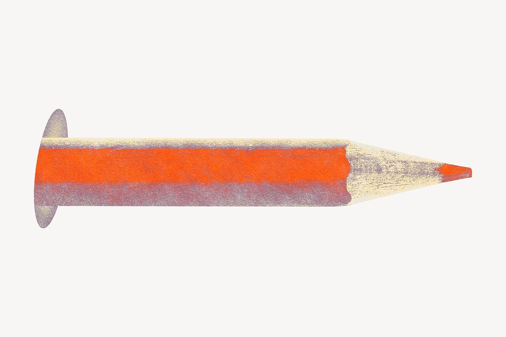 Orange color pencil, isolated image psd