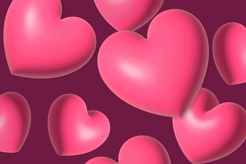 3D Pink heart background, HD 4K desktop wallpaper 