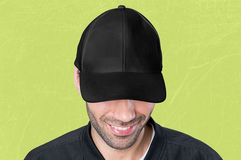 Black baseball cap, casual apparel with design space