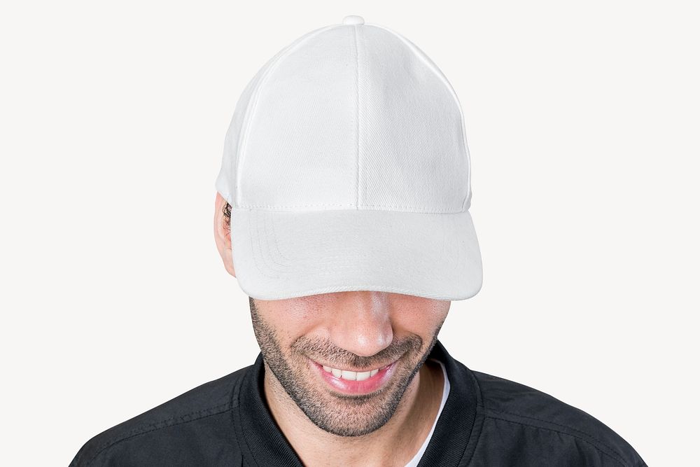 White baseball cap, casual apparel with design space