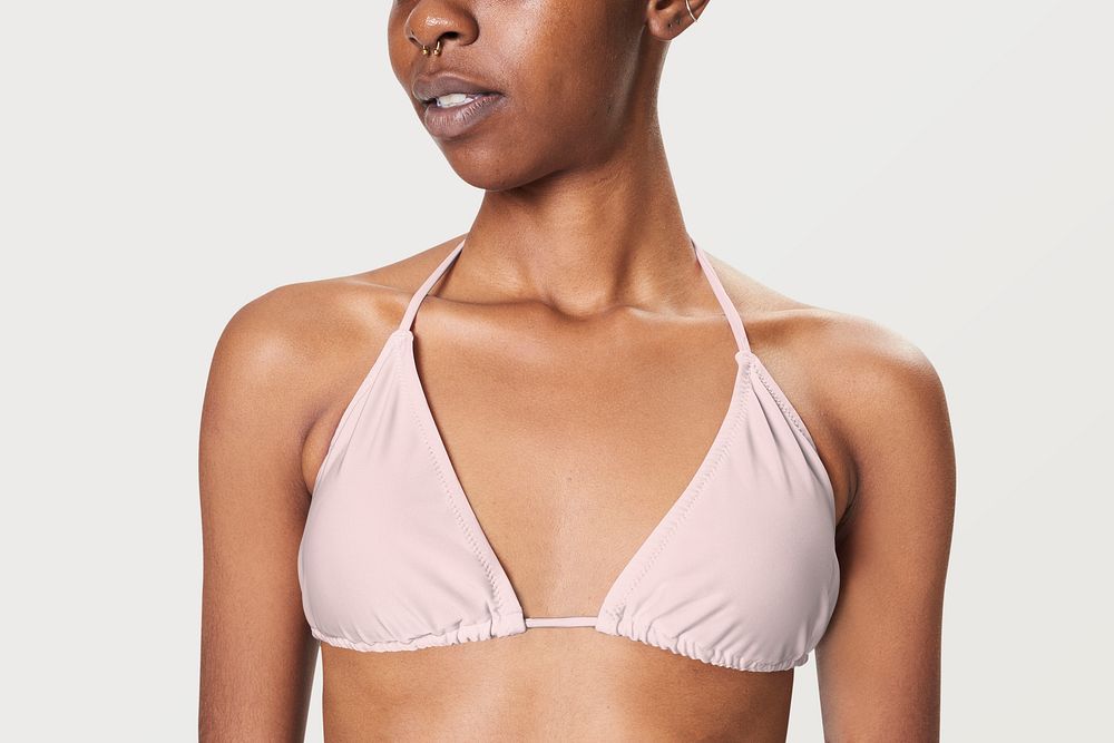 Women's triangle bikini mockup pink swimwear