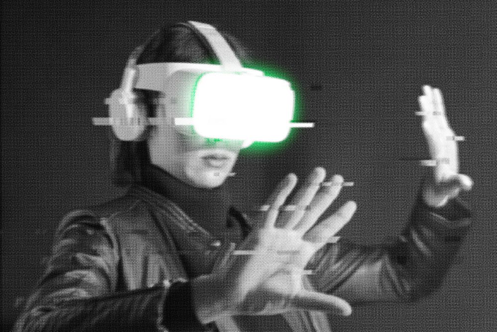 Virtual reality technology, retro futuristic design