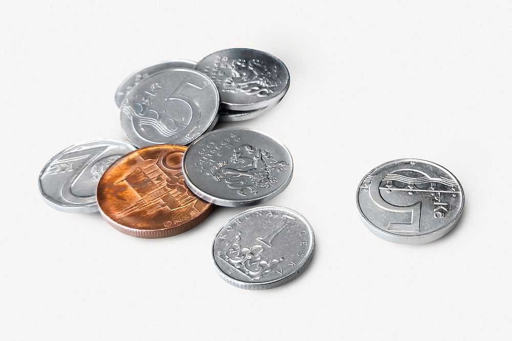 Coins collage element, money design psd