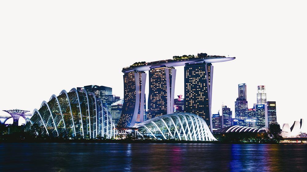 Singapore skyline border collage element psd