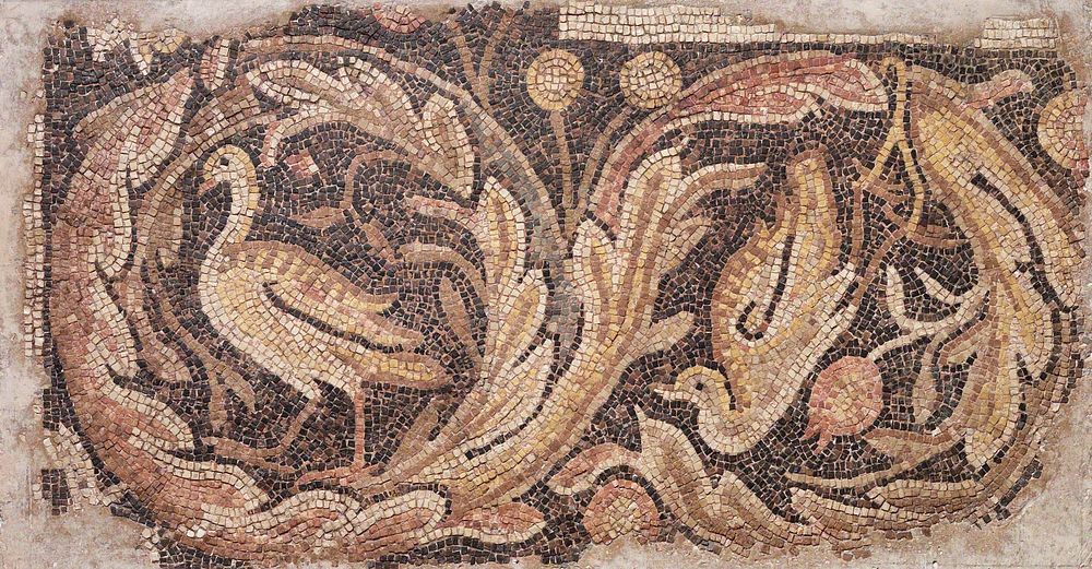 Birds with Foliage during late 4th&ndash;mid 5th century floor coverings in high resolution. Original from the Minneapolis…
