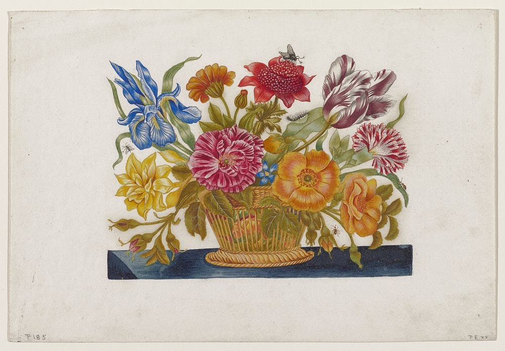 Basket of Flowers during 17th century painting in high resolution. Original from the Minneapolis Institute of Art. Digitally…