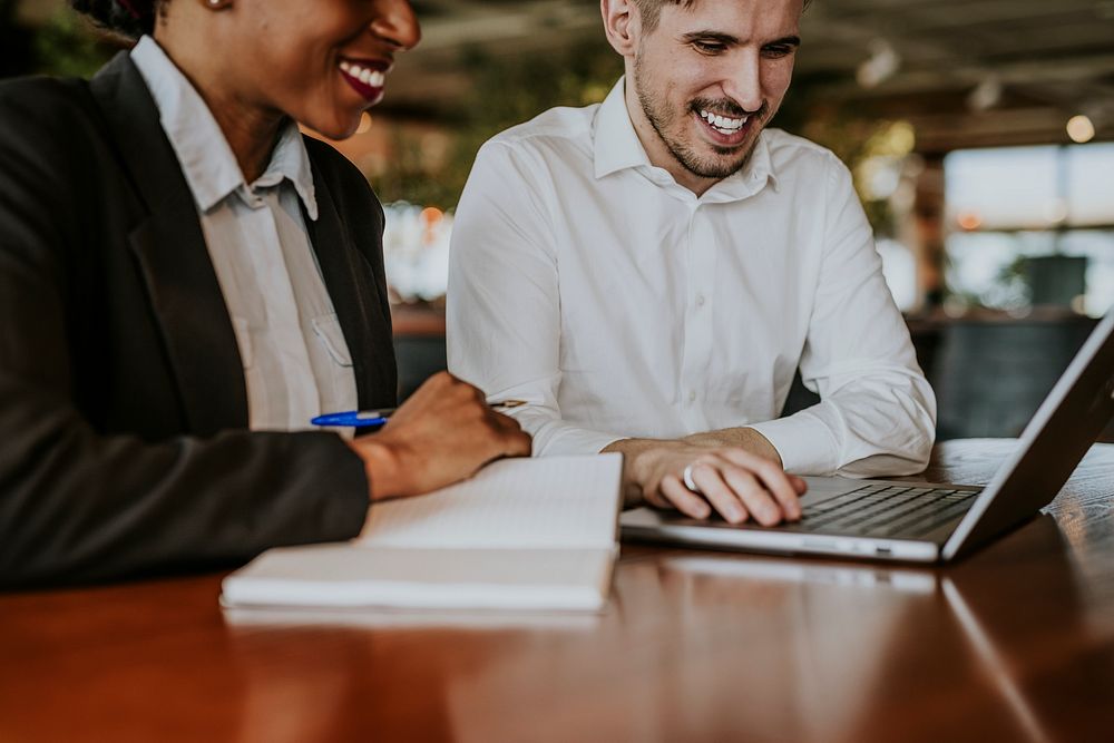 Business colleagues working together, co-working space photo