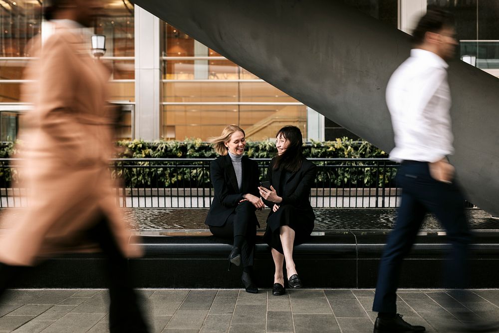 Businesswomen chatting during lunch break