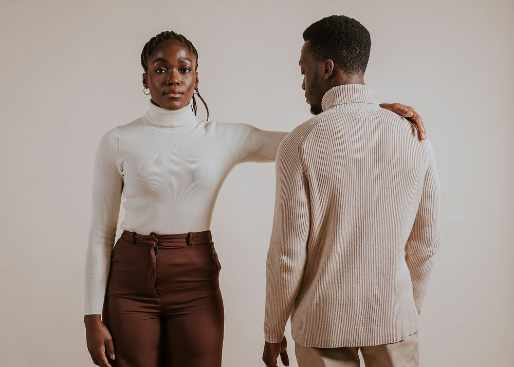 Couple in turtleneck sweater, Winter fashion aesthetic